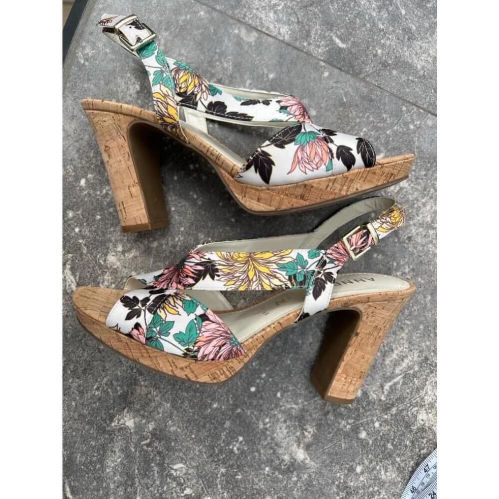 Anne Klein​​​​ Floral Cork Platform Heels, Size 10, NEW